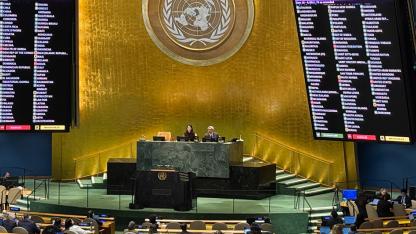 Blick in den Plenarsaal der Vereinten Nationen